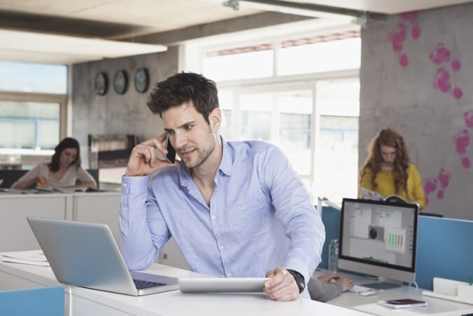 Man working on Phone